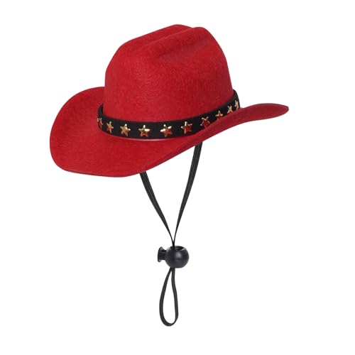 choyaxo Cowboy-Kostüm für Haustiere, Cosplay, Mütze, Halloween-Kostüme für Hunde, Katzen, Haustier-Party-Dekoration, Mini-Cowboyhut (rot, klein) von choyaxo