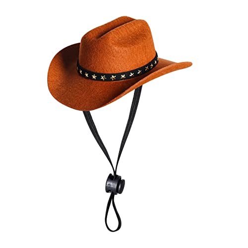 choyaxo Cowboy-Kostüm für Haustiere, Cosplay, Mütze, Halloween-Kostüme für Hunde und Katzen, Party-Dekoration, Mini-Cowboyhut (Braun, Größe M) von choyaxo
