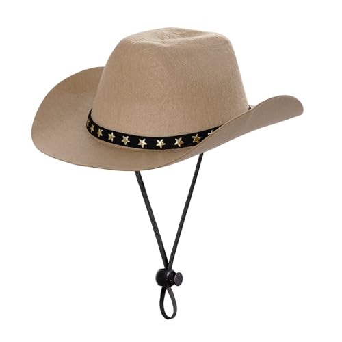 choyaxo Cowboy-Kostüm für Haustiere, Cosplay, Mütze, Halloween-Kostüme für Hunde und Katzen, Party-Dekoration, Mini-Cowboyhut (Khaki, groß) von choyaxo