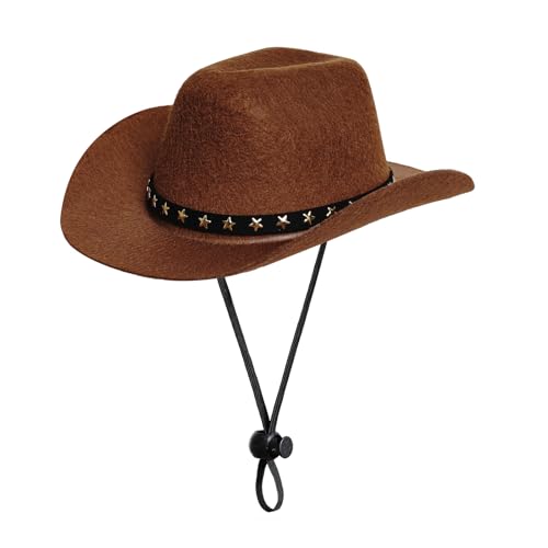 choyaxo Cowboy-Kostüm für Haustiere, Cosplay, Mütze, Halloween-Kostüme für Hunde und Katzen, Party-Dekoration, Mini-Cowboyhut (braun, groß) von choyaxo