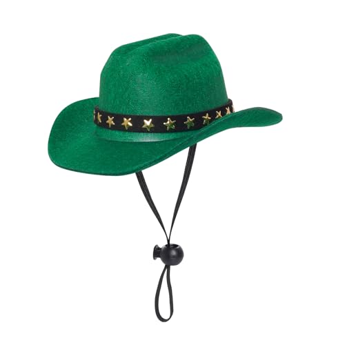 choyaxo Cowboy-Kostüm für Haustiere, Cosplay, Mütze, Halloween-Kostüme für Hunde und Katzen, Party-Dekoration, Mini-Cowboyhut (grün, klein) von choyaxo