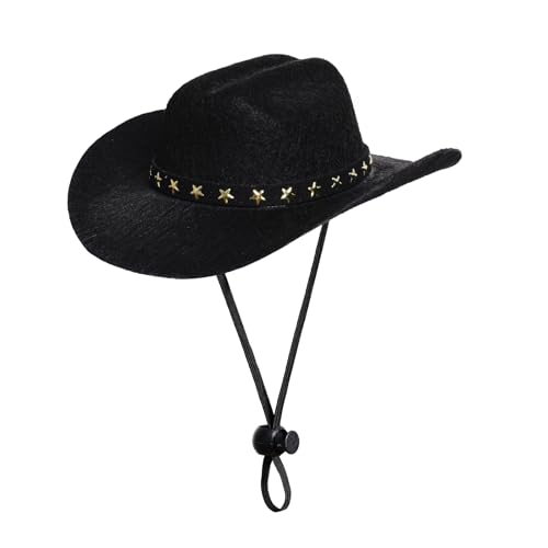 choyaxo Cowboy-Kostüm für Haustiere, Cosplay, Mütze, Halloween-Kostüme für Hunde und Katzen, Party-Dekoration, Mini-Cowboyhut (schwarz, groß) von choyaxo