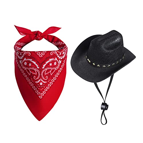 choyaxo Cowboy-Kostüm für Hunde, Katzen, Cowboyhut mit Halstuch, Schwarz, Größe S choyaxo Cowboy-Kostüm für Hunde, Katzen, Cowboyhut mit Halstuch, Schwarz, Größe S von choyaxo