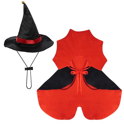choyaxo Halloween-Kostüme für Hunde inklusive Vampir-Umhang, Hut, Haustierumhang für kleine, mittelgroße Hunde, Katzen, Halloween, Cosplay von choyaxo