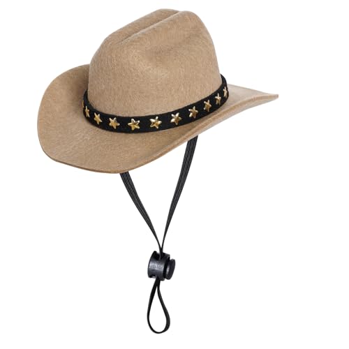choyaxo Haustier Cowboy Kostüm Cosplay Kappe Halloween Kostüme für Hunde Katze Haustier Party Dekoration Mini Cowboyhut (Khaki, Small) von choyaxo
