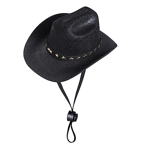 choyaxo Haustier Cowboy Kostüm Cosplay Kappe Halloween Kostüme für Hunde Katze Haustier Party Dekoration Mini Cowboyhut (Schwarz, Small) von choyaxo