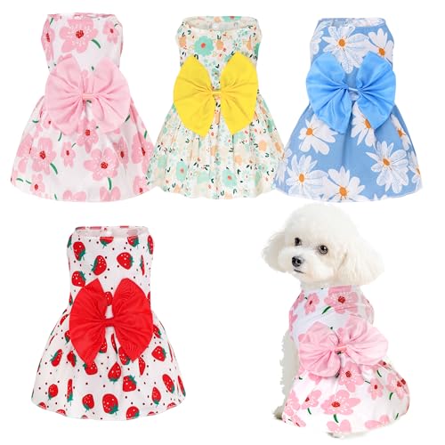 choyaxo Niedliches Hundekleid für Welpen, kleine Katzen, 4 Stück choyaxo Niedliches Hundekleid für Welpen, kleine Katzen, 4 Stück von choyaxo