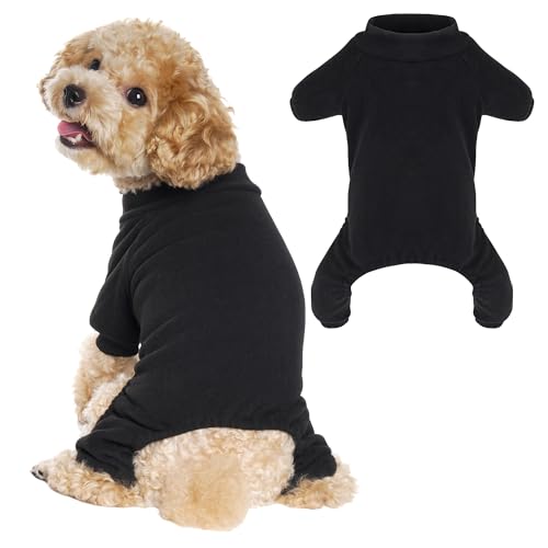 choyaxo Samt-Hunde-Pyjama, dehnbare Haustierkleidung, Welpen-Overall, einfarbig, Katzenkleidung für kleine Haustiere, Hunde und Katzen (Schwarz, L) von choyaxo