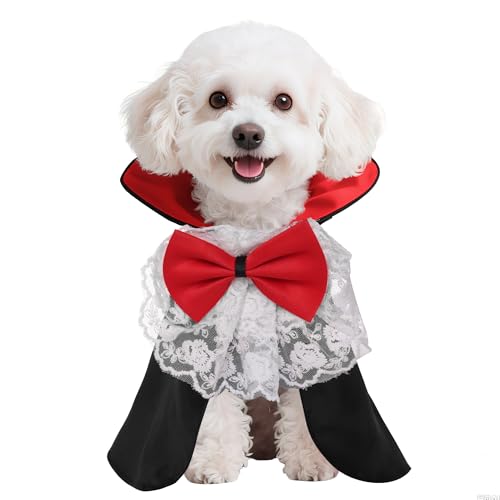 choyaxo Vampirkostüm für Katzen, Halloween-Kostüme, Hunde-Vampir-Umhang, Haustierumhang für Katzen, Hunde, Tiere, Halloween-Party, Haustier-Cosplay (klein) von choyaxo
