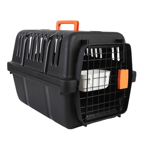 ciciglow Hundzwinger - Tragbare Hundeträger & Kisten für Kleine Hunde und Katzen, Fluggesellschaft - Freundlicher, Langlebiger Kunststoff, Haustierträger 12.2x18.11x12.09in (Black) von ciciglow