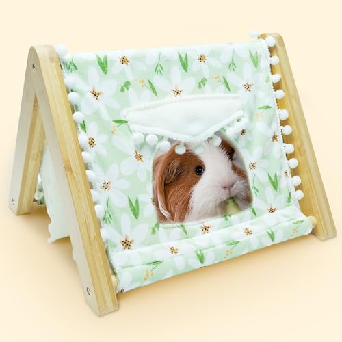 Meerschweinchenversteck Stabiles Bambus-Meerschweinchenhaus mit Fenster, Kleintierhaus Betttunnel, einfach zu montieren für Hamster, Hasen, Ratten, Chinchillas, Spielversteck, Meerschweinchenkäfig von cimiycob