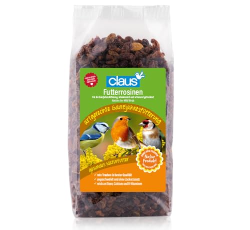 Claus Futterrosinen für Wildvögel | 750 g | Einzelfuttermittel für beerenfressende Wildvögel- und Gartenvögel | Zur artgerechten Ganzjahresfütterung | Ohne Zuckerzusatz von claus