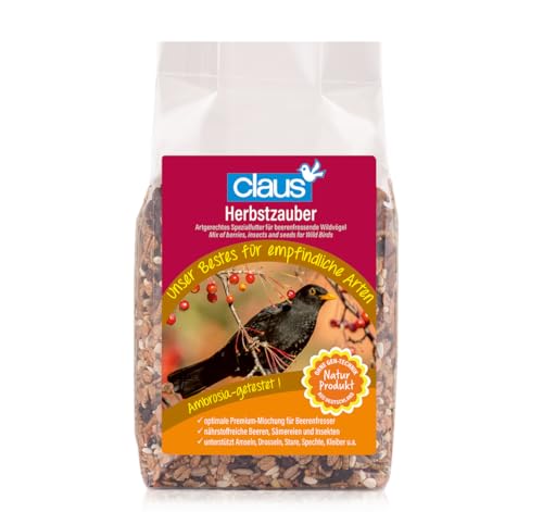 Claus Herbstzauber | 700 g | Premiumfutter für Beerenfresser mit 33 % Beerenanteil | Ganzjahresfutter für Amseln, Drosseln, Stare, Kleiber & Co. | Artgerechte Mischung von claus