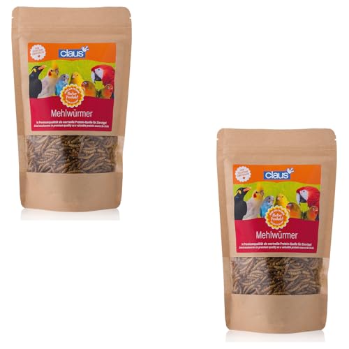 Claus Mehlwürmer | Doppelpack | 2 x 75 g | Ergänzungsfuttermittel für Ziervögel | Wertvolle Proteine | Hoher Anteil an Omega 3 und Omega 6 - Fettsäuren | Schonend getrocknet Claus Mehlwürmer | Doppelpack | 2 x 75 g | Ergänzungsfuttermittel für Ziervögel | Wertvolle Proteine | Hoher Anteil an Omega 3 und Omega 6 - Fettsäuren | Schonend getrocknet von claus