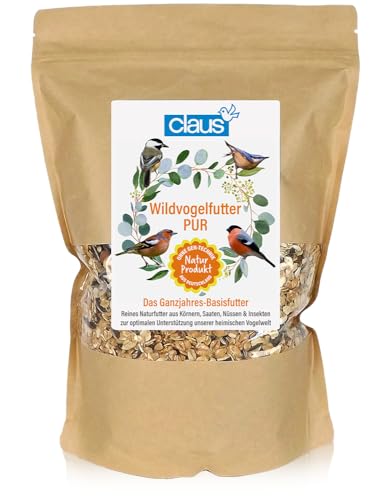 Claus Wildvogelfutter Pur | 1 kg | Ganzjährige Basisfutter für heimischen Wild- & Gartenvögel | Mit Bestandteilen für Körnerfresser | Nährstoffe für Beeren- und Insektenfresser Claus Wildvogelfutter Pur | 1 kg | Ganzjährige Basisfutter für heimischen Wild- & Gartenvögel | Mit Bestandteilen für Körnerfresser | Nährstoffe für Beeren- und Insektenfresser von claus