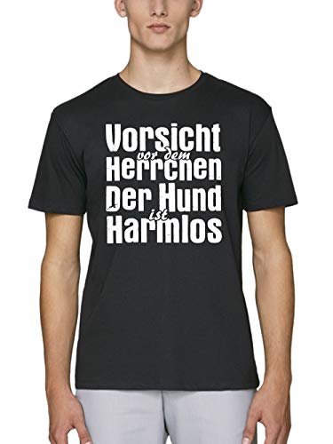 clothinx Vorsicht Herrchen Herren T-Shirt Bio und Fair Schwarz Gr. M von clothinx