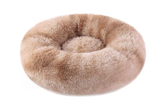 clover Donut-Hundebett, Katzenbett, rund, warm, kuschelig, weich, flauschiges Hundebett, beruhigendes Hundebett, maschinenwaschbar, Anti-Angst und besserer Schlaf, rutschfeste Unterseite (40 cm) von clover