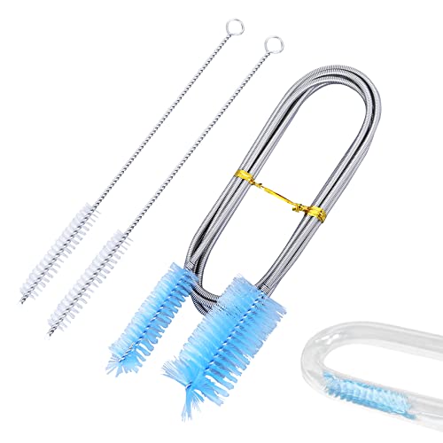 cobee Aquarium Filterbürste, 155 cm Aquarium Reinigungsbürste + 20 cm Rohrbürste Edelstahl Reinigungsbürste mit langem Rohr Flexible doppelseitige Rohrbürste für Fischbecken Aquarium(3 Stück/Satz) von Cobee