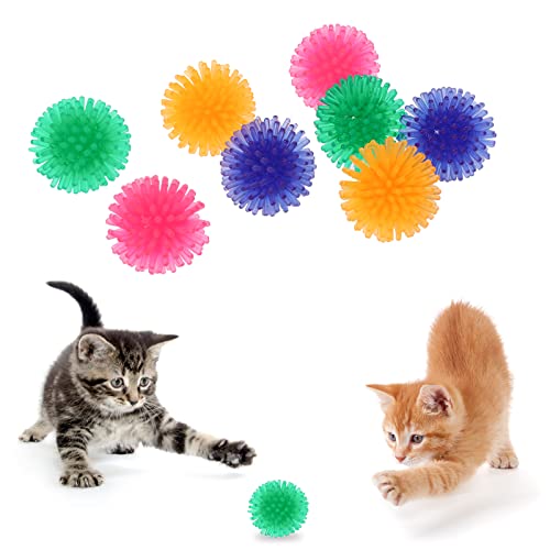 cobee Große Katzenspielzeugbälle, 8 Stück 3,5 cm Kaubälle Bunte Katzenbälle Weiche Stichbälle Interaktives Katzenspielzeug Kätzchenjagdspielzeug für Katzen und Kätzchen im Innenbereich von cobee