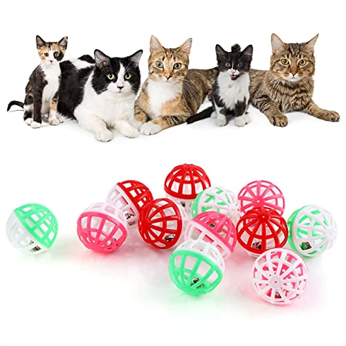 cobee Großer Katzenspielzeugball mit Glocke, 12 Stück 3,8 cm Jingle Bell Katzenspielzeug Kunststoff Chase Toy Laute Katzenspielzeugbälle Katzenspielzeug für Katzen Kätzchen von cobee