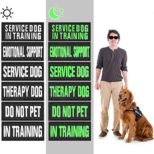 cobee Leuchtende Service Hunde Patches, 6 Stück bestickte Hundewesten Patches, abnehmbare Hundegeschirr Patches mit Haken, taktischer Hundewesten Patch im Training, emotionale Unterstützung von cobee