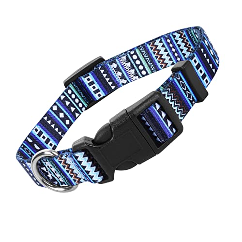 cobee Nylon Hundehalsband mit böhmischen Mustern, verstellbare Welpenhalsbänder Halsband im ethnischen Stil weiches bequemes Haustierhalsband für Hunde und Katzen (Böhmisches Blau, Größe S) von Cobee