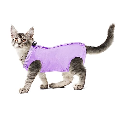 cobee Professioneller Genesungsanzug für Katzen bei Bauchwunden oder Hautkrankheiten, Kätzchen, Chirurgie, Genesungsanzug, E-Halsband-Alternative für Katzen und Hunde, nach Operationen (Größe M,Lila) von Cobee