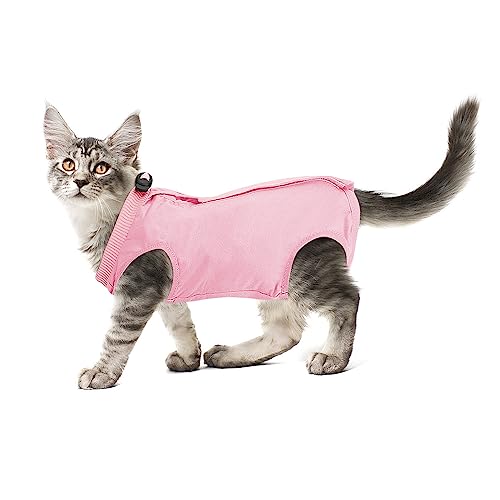 cobee Professioneller Genesungsanzug für Katzen bei Bauchwunden oder Hautkrankheiten, Kätzchen, Chirurgie, Genesungsanzug, E-Halsband-Alternative für Katzen und Hunde, nach Operationen (Größe L,Rosa) von Cobee