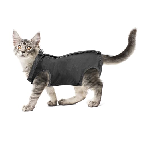cobee Professioneller Genesungsanzug für Katzen bei Bauchwunden oder Hautkrankheiten, Kätzchen, Chirurgie, Genesungsanzug, E-Halsband-Alternative für Katzen und Hunde, nach Operationen (Größe S, Grau) von Cobee