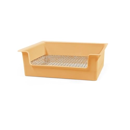 2-stöckiges Kaninchentoilette mit Zaunschutz, kaufester Kunststoff und Metall, Töpfchen für Frettchen/Meerschweinchen (gelb) von cocoontail