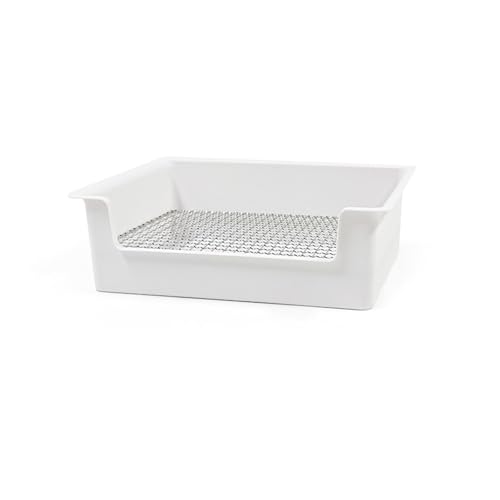 2-stöckiges Kaninchentoilette mit Zaunschutz, kaufester Kunststoff und Metall, Töpfchen für Frettchen/Meerschweinchen (weiß) von cocoontail