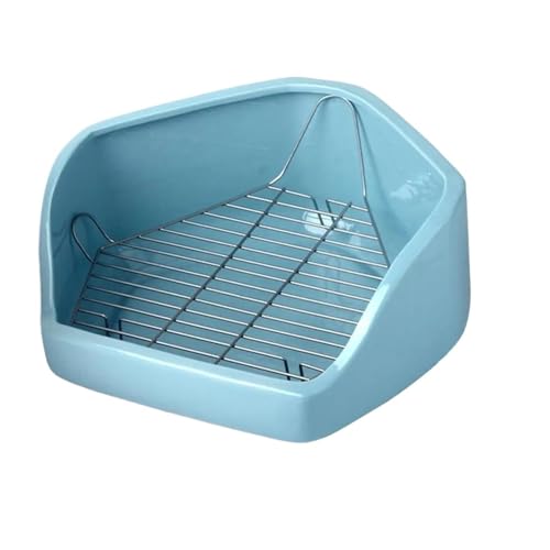 5-seitige Kaninchentoilette mit Netzschicht, Käfigmontierbares Keramik- und Eisentöpfchen für Meerschweinchen/Chinchillas, Blau 5-seitige Kaninchentoilette mit Netzschicht, Käfigmontierbares Keramik- und Eisentöpfchen für Meerschweinchen/Chinchillas, Blau von cocoontail