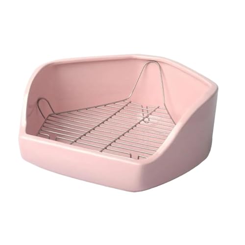 5-seitige Kaninchentoilette mit Netzschicht, Käfigmontierbares Keramik- und Eisentöpfchen für Meerschweinchen/Chinchillas, Rosa 5-seitige Kaninchentoilette mit Netzschicht, Käfigmontierbares Keramik- und Eisentöpfchen für Meerschweinchen/Chinchillas, Rosa von cocoontail