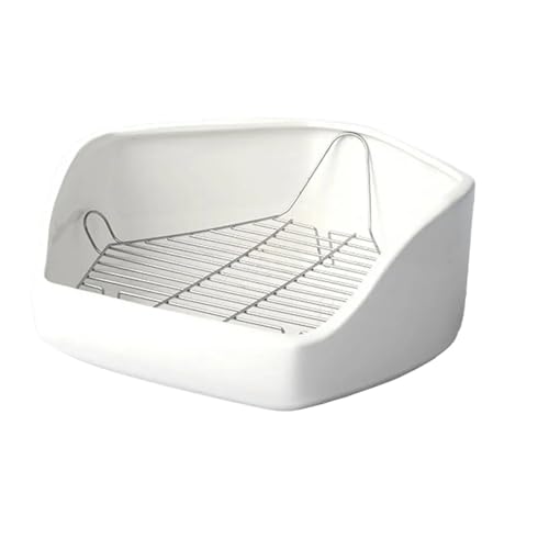5-seitige Kaninchentoilette mit Netzschicht, Käfigmontierbares Keramik- und Eisentöpfchen für Meerschweinchen/Chinchillas, Weiß 5-seitige Kaninchentoilette mit Netzschicht, Käfigmontierbares Keramik- und Eisentöpfchen für Meerschweinchen/Chinchillas, Weiß von cocoontail