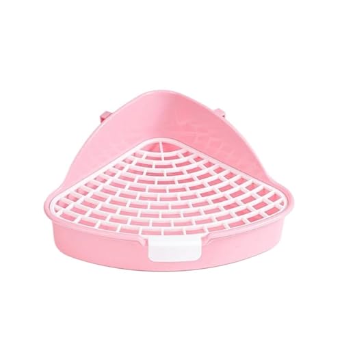 Dreieckige Kaninchentoilette mit Käfighaken, 2-stöckiges kleines Haustier-Töpfchen für Hamster/Chinchillas, Eck-Trainingstoilette (Rosa) von cocoontail