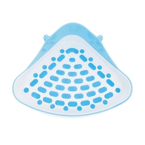 Dreieckige Kaninchentoilette mit abnehmbarem Gitter, ABS-Kunststoff-Töpfchen für Meerschweinchen/Frettchen, Eck-montiertes Trainingstablett (blau) von cocoontail
