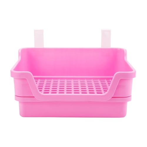 Große Kaninchentoilette mit 2 Ebenen, Käfigmontage, Haustier-Töpfchen für Kaninchen, Meerschweinchen, Chinchillas, leicht zu reinigende Kunststoff-Toilettenablage (Rosa) von cocoontail