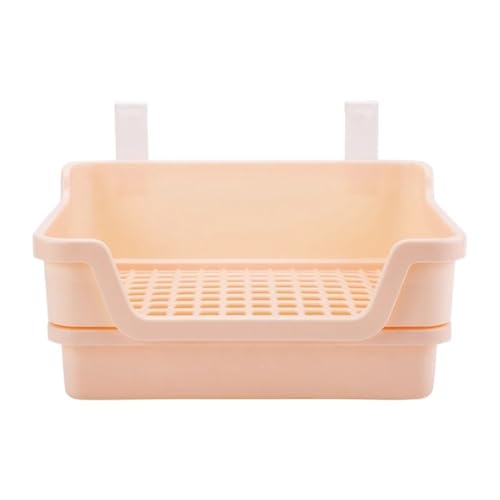 Große Kaninchentoilette mit 2 Ebenen, Käfigmontage, Haustier-Töpfchen für Kaninchen, Meerschweinchen, Chinchillas, leicht zu reinigende Kunststoff-Toilettenablage (beige) von cocoontail