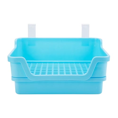 Große Kaninchentoilette mit 2 Ebenen, Käfigmontage, Haustier-Töpfchen für Kaninchen, Meerschweinchen, Chinchillas, leicht zu reinigende Kunststoff-Toilettenablage (blau) von cocoontail