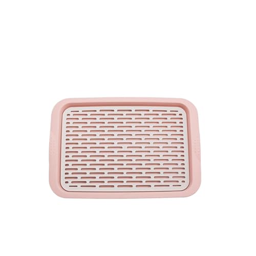 Große Kaninchentoilette mit abnehmbarem Gitter, 2-stöckiges Kunststoff-Töpfchen für Meerschweinchen/Frettchen, Käfig-Trainingstablett (groß, Rosa) von cocoontail
