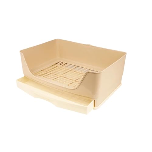 Große Kaninchentoilette mit herausnehmbarer Schublade, Kunststoff-Töpfchen für Kaninchen/Meerschweinchen/Frettchen, Käfigmontage, 2-stöckiges Toilettentablett (40 x 30 x 18 cm) (Beige) von cocoontail