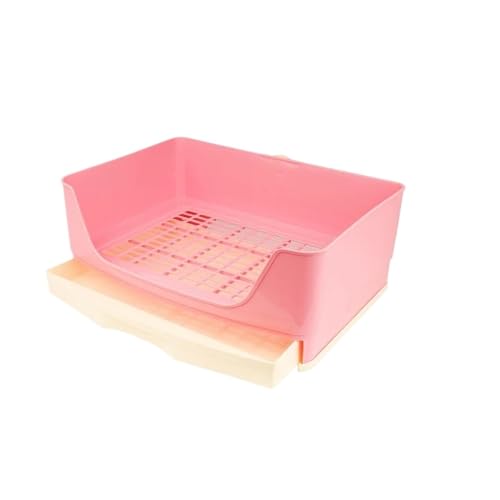Große Kaninchentoilette mit herausnehmbarer Schublade, Kunststoff-Töpfchen für Kaninchen/Meerschweinchen/Frettchen, Käfigmontage, 2-stöckiges Toilettentablett (40 x 30 x 18 cm) (Rosa) von cocoontail