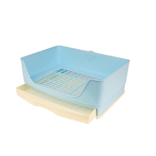 Große Kaninchentoilette mit herausnehmbarer Schublade, Kunststoff-Töpfchen für Kaninchen/Meerschweinchen/Frettchen, Käfigmontage, 2-stöckiges Toilettentablett (40 x 30 x 18 cm) (blau) von cocoontail