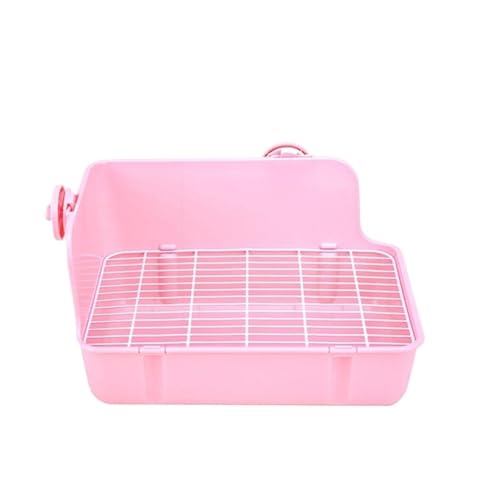 Kaninchentoilette mit Eckschnallen, 2-stöckiges abnehmbares Tablett für Chinchillas/Meerschweinchen, spritzwassergeschützter Kunststofftopf (Rosa) von cocoontail