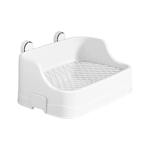 Kaninchentoilette mit Käfig-befestigten Schnallen, 2-stöckig, leicht zu reinigende Schale für Meerschweinchen/Chinchillas, spritzwassergeschützter Kunststoff-Töpfchen (weiß) von cocoontail