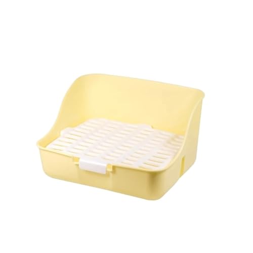 Kaninchentoilette mit abnehmbarem Netz, Käfigfixiertes 2-stöckiges Töpfchen für Meerschweinchen/Hamster, PP-Kunststoff, Haustier-Toilettenablage (gelb) von cocoontail