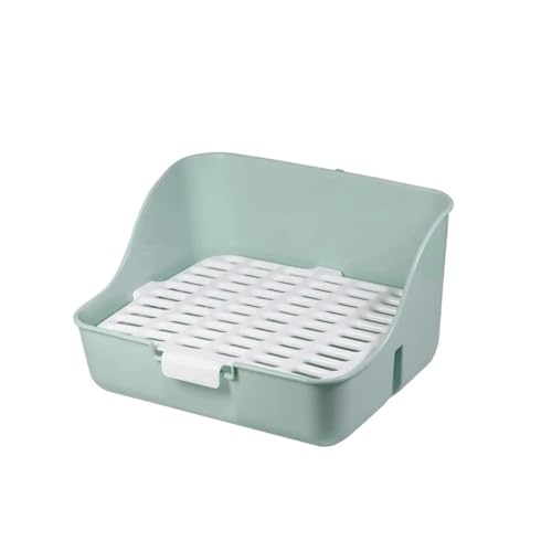 Kaninchentoilette mit abnehmbarem Netz, Käfigfixiertes 2-stöckiges Töpfchen für Meerschweinchen/Hamster, PP-Kunststoff, Haustier-Toilettenablage (grün) von cocoontail