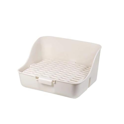 Kaninchentoilette mit abnehmbarem Netz, Käfigfixiertes 2-stöckiges Töpfchen für Meerschweinchen/Hamster, PP-Kunststoff, Haustier-Toilettenablage (weiß) von cocoontail