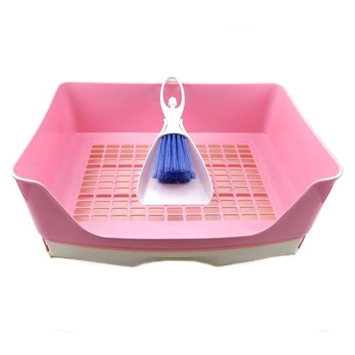 Kaninchentoilette mit herausnehmbarer Schublade und Reinigungswerkzeugen, Kunststoff-Töpfchen für Meerschweinchen/Frettchen (pinkes Set) von cocoontail