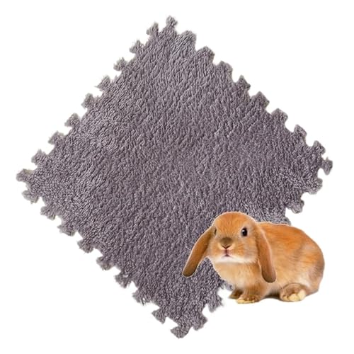cocoontail Spleißbare Haustier-Käfigmatten, wasserdicht, EVA- und Fleece-Bodenpolster für Kaninchen/Meerschweinchen (Grau, 20 Stück) von cocoontail